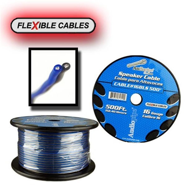 Audiop AUDIOP CABLE16BLS500 16-Gauge 500 FT Spool Flexible Speaker Cable - Blue CABLE16BLS500